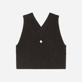 The Cross-Back Cropped Sweater Top | Black