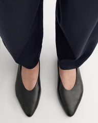 Made in Italy Almond-Toe Flat | Black Leather
