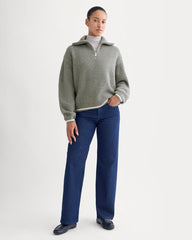 The Half-Zip Sweater in Luxe Merino | Heathered Grey