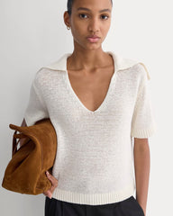 Open Collar Polo | Bone