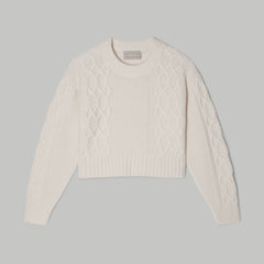 The Felted Merino Cropped Cable Sweater | Bone