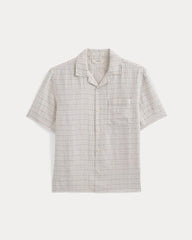 Linen Resort Shirt | Bone Plaid