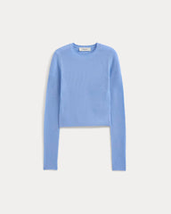 The Cropped Crew Top in Ultrafine Merino | Open Air Blue