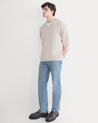 Relaxed V-Neck Sweater in Everyday Cotton | Heathered Oat
