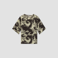 The Satin Relaxed Tee | Pale Yellow / Black