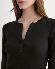 The Luxe Rib Henley | Black