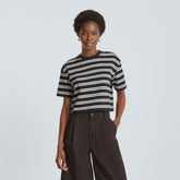 The Organic Cotton Cropped Tee | Navy / Tan