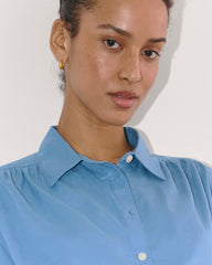 The Gathered Shirt in Silky Cotton | Bluebell