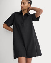 Mini Popover Shirtdress in Linen | Black