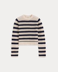 Open Knit Long-Sleeve Crew in Everyday Cotton | Canvas / Navy
