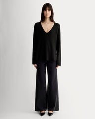 The Slouchy V-Neck in Everyday Cotton | Black
