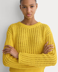 Open-Knit Crew in Elevated Cotton | Passion Fruit