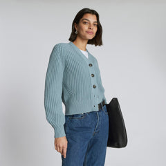 The Texture Cotton Cardigan | Blue Shadow