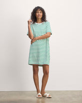 The Organic Cotton Weekend Tee Dress | Bone / Grass Green