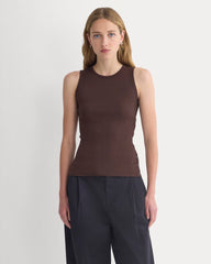 Luxe Rib Side Snap Tank | Coffee Bean