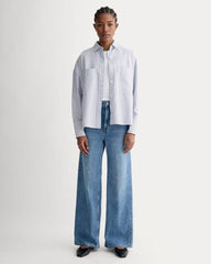 The Boxy Oxford | Bone / Mazarine Blue