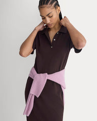 Pique Polo Short-Sleeve Dress | Dark Chocolate