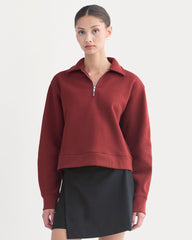 Luxe Fleece Zip Polo | Merlot
