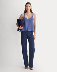 Racerback V-Neck Sweater | Blue Dusk