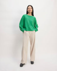 The Cashmere Boxy Crew | Bright Jade
