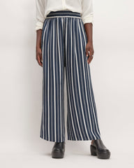 The Satin Pull-On Pant | Navy / Bone