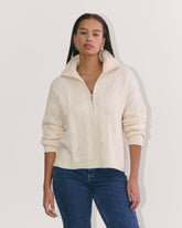 The Cable Half-Zip in Luxe Merino | Bone