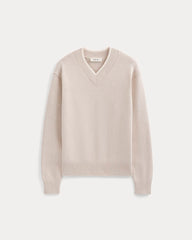 Relaxed V-Neck Sweater in Everyday Cotton | Heathered Oat