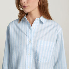 The Way-Short Shirt in Silky Cotton | Mariner Blue / White