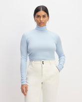 The Luxe Rib Turtleneck | Chambray Blue