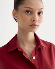 The Way-Short Shirt in Silky Cotton | Merlot