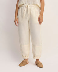 The Linen Pull-On Barrel Pant | Bone