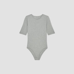 The Short-Sleeve Crew Neck Bodysuit | Heathered Grey | Bikini