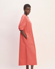 The Short-Sleeve Puff Midi Dress | Coral