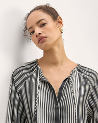 The Gathered Shirt in Butterlite | Black / Bone