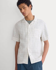 Linen Resort Shirt | Bone Plaid