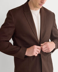 Soyeux Linen Linen Blazer | Dark Brown