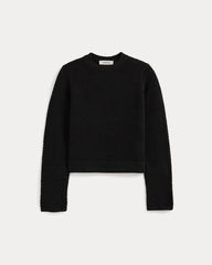 Open Knit Long-Sleeve Crew in Everyday Cotton | Black