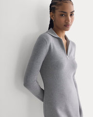 Knit Quarter-Zip Polo Dress | Light Heathered Grey