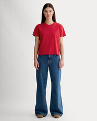 The Box-Cut Tee in Essential Cotton | Berry Red | No Pocket