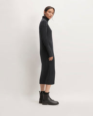 The Cotton-Merino Turtleneck Dress | Heather Charcoal