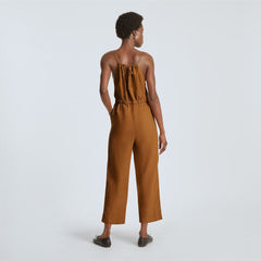 The Linen Shoestring Jumpsuit | Tawny Brown