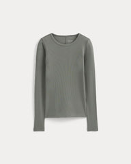 The Luxe Rib Long-Sleeve Crew | Agave Green