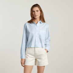 The Way-Short Shirt in Silky Cotton | Mariner Blue / White