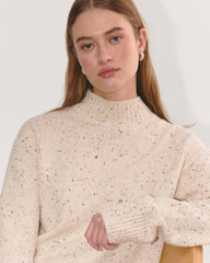 The Mockneck Sweater in Plush Cotton | Cream Confetti