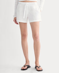 The Drawstring Boxer Short in Linen | White