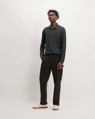 The Long-Sleeve Pique Polo | Heathered Graphite
