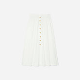 The Easy Button-Front Skirt | White