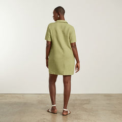 The Linen Workwear Dress | Leek