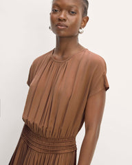 The Gathered Midi Dress | Carob Brown