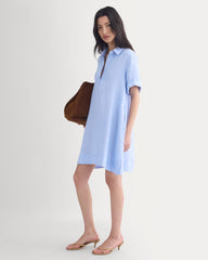 Mini Popover Shirtdress in Linen | Light Blue
